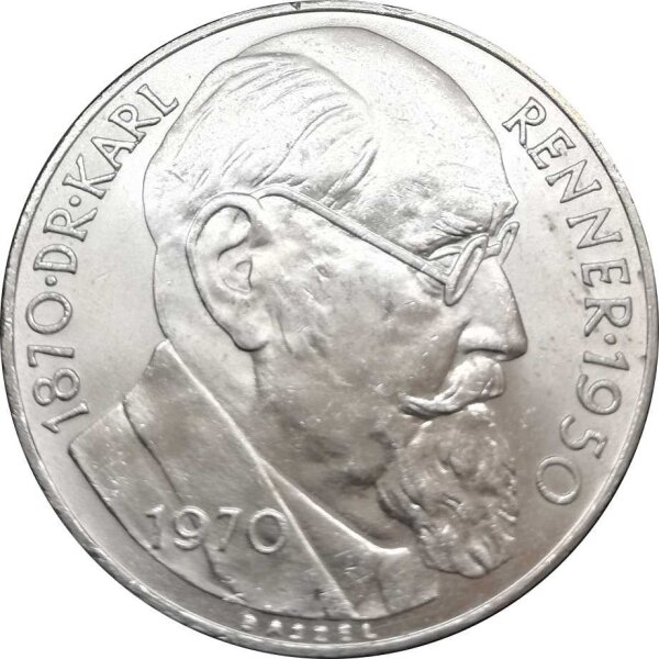Österreich 50 Schilling 1970 100. Geburtstag Karl Renner - Silber