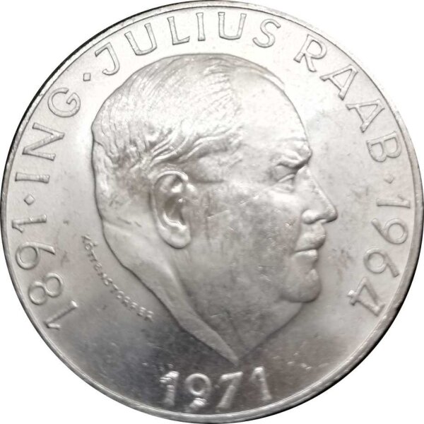 Österreich 50 Schilling 1971 80. Geburtstag Julius Raab - Silber