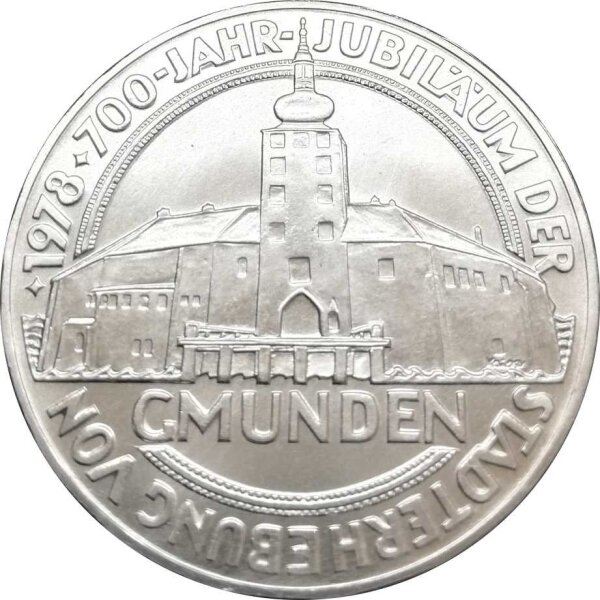 Österreich 100 Schilling 1978 700 Jahre Stadt Gmunden - Silber