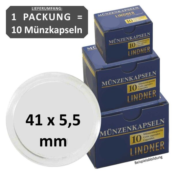 Ø 41 x 5,5 mm Münzkapseln Lindner 1 Pack = 10 Stück
