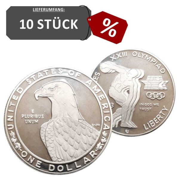 USA 1 Dollar Sondermünzen / 10 Stück 900/1000 Silber