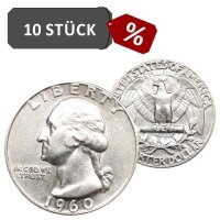 USA 25 Cent 10 Stück 900/1000 Silber