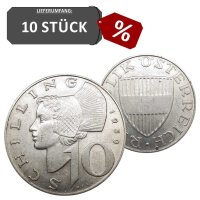 Österreich 10 Schilling 10 Stück 640/1000 Silber