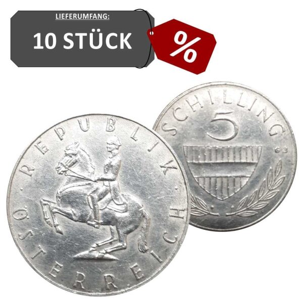 Österreich 5 Schilling 10 Stück 640/1000 Silber