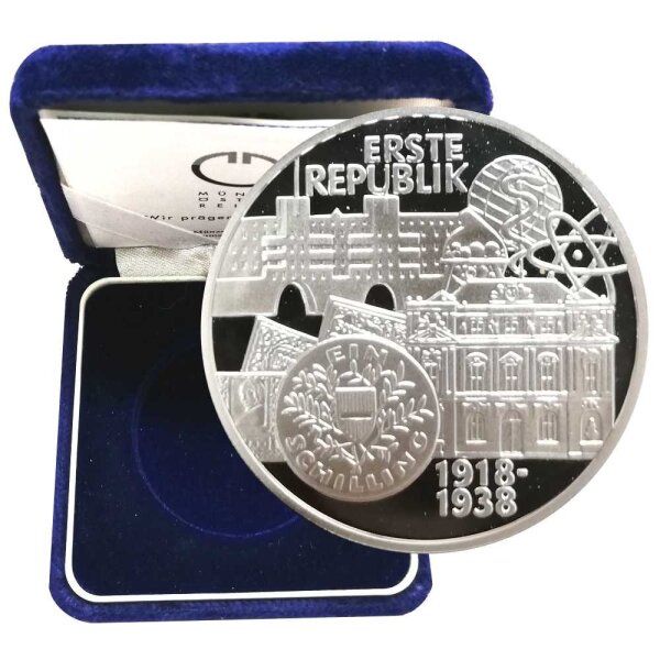 Österreich 100 Schilling 1995 Erste Republik - Silber PP incl. Etui