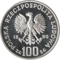 Polen 100 Zlotych 1980 - Auerhahn - Silber PP