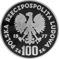 Polen 100 Zlotych 1977 - Wisent - Silber PP