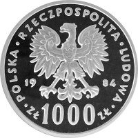 Polen 1.000 Zlotych 1984 PROBE - Höckerschwan - Silber PP