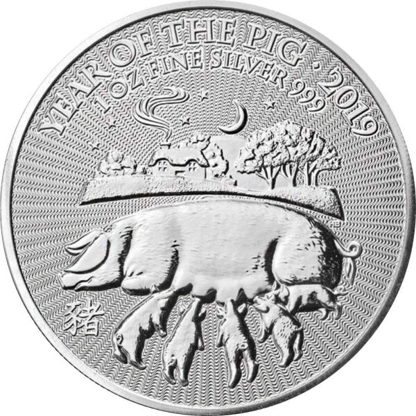 UK Lunar 2019 Jahr des Schweins 1 oz Silber