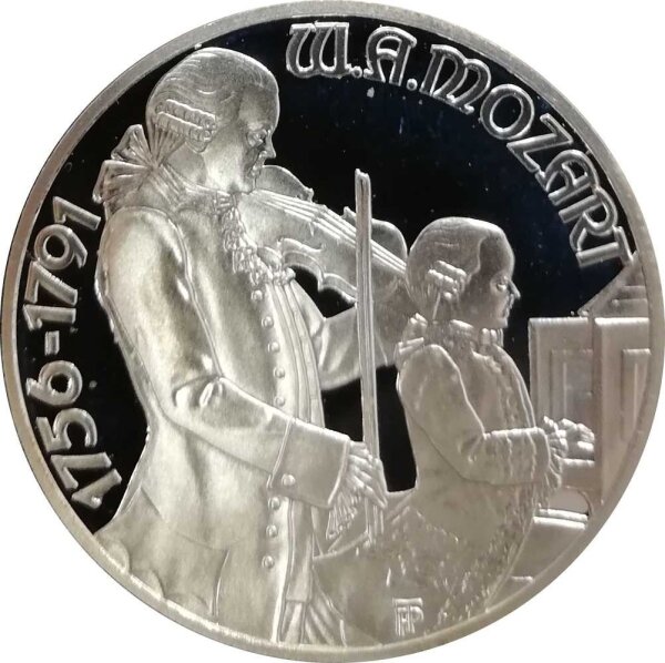 Österreich 100 Schilling 1991 200. Todestag W. A. Mozart - Geige - Silber PP