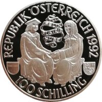 Österreich 100 Schilling 1992 Maximilian I - Silber PP