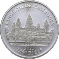 Kambodia Big Five Asian Elefant 1. Ausgabe 2023 1 oz Silber - Farbapplikation