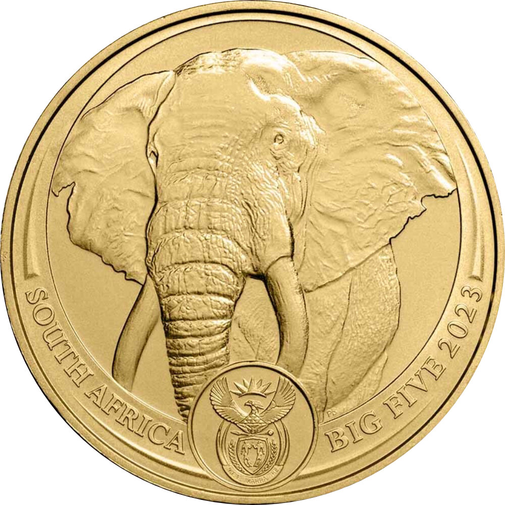 Südafrika Big Five 2. Ausgabe Elefant 2023 1 oz Gold