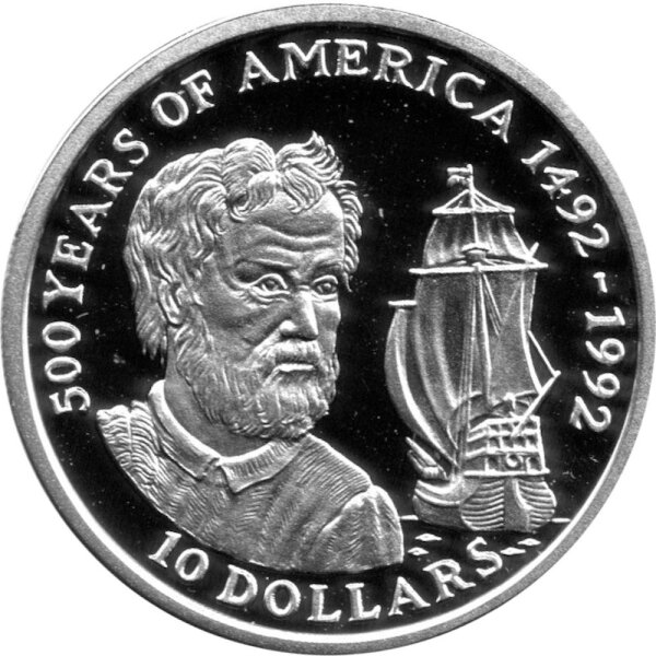 Cook Islands 10 Dollars 1990 500 Jahre Entdeckung Amerikas "Amerigo Vespucci" - Silber PP