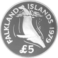 Falkland-Inseln 5 Pounds 1979 Buckelwal - Silber PP