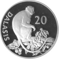 Gambia 20 Dalasis 1987 - Temminick Stumelaffe - Silber PP