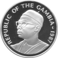 Gambia 20 Dalasis 1987 - Temminick Stumelaffe - Silber PP