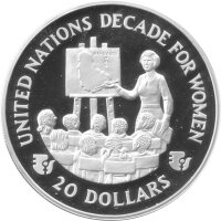 Barbados 20 Dollars 1985 - Jahrzehnt der Frauen - Silber PP