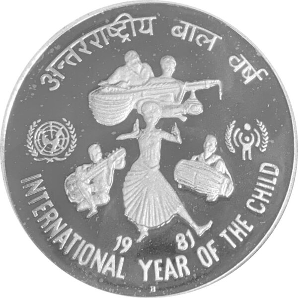 Indien 100 Rupees 1981 - Internationales Jahr des Kindes - Silber PP
