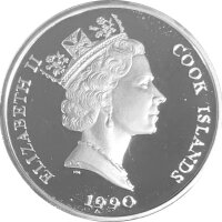 Cook Islands 10 Dollars 1990 Tiger - Silber PP
