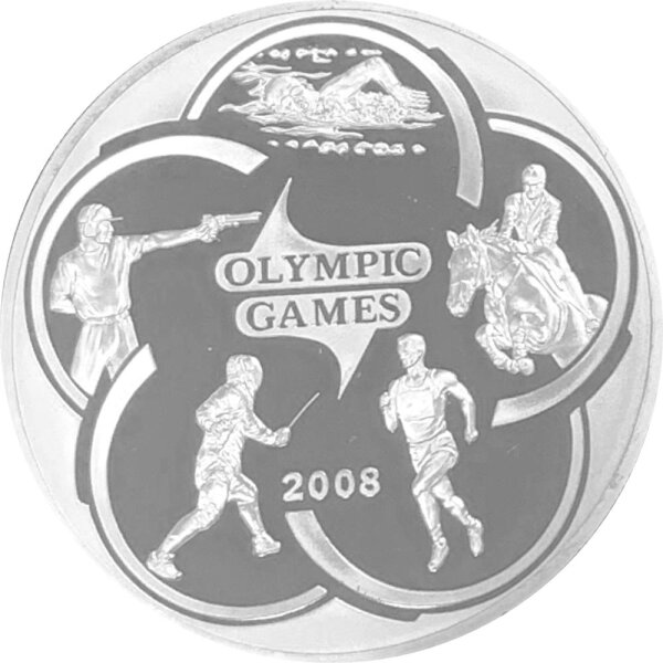 Kasachstan 100 Tenge 2008 Olympiade Beijing Moderner Fünfkampf 1 oz Silber PP