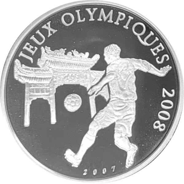 Elfenbeinküste 1.000 Francs 2007 - Olympiade Beijing Fussball - Silber PP