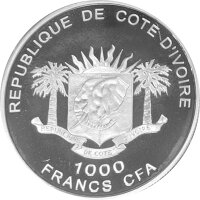 Elfenbeinküste 1.000 Francs 2007 - Olympiade Beijing Fussball - Silber PP