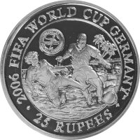 Seychellen 25 Rupees 2006 - Fußball WM - Silber PP