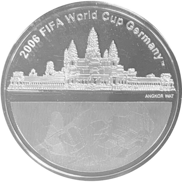 Kambodscha/Cambodia 3.000 Riels 2004 - XVIII. Fußball-WM 2006 in Deutschland - 1 oz Silber PP