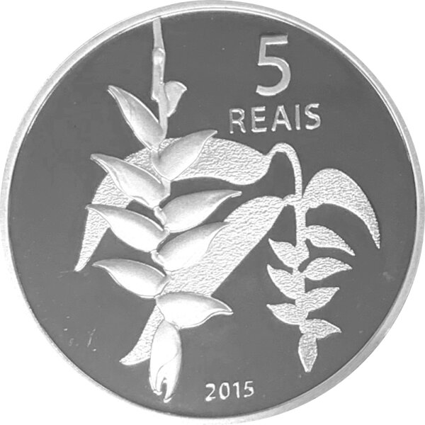 Brasilien 5 Reais 2015 Olympiade Rio de Janeiro Heliconien - Silber PP