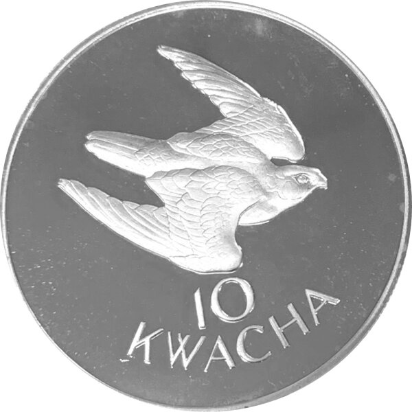 Sambia 10 Kwacha 1979 - Taitafalke - Silber PP
