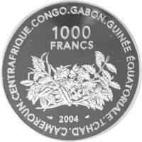 Zentralafrikanische Staten 1.000 Francs 2004 - XVIII. Fußball WM 2006 in Deutschland - Silber PP