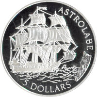 Cook Islands 5 Dollars 1992 Expeditionsschiff Astrolabe-...