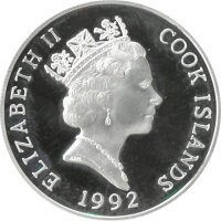 Cook Islands 5 Dollars 1992 - Expeditionsschiff Astrolabe- Silber PP