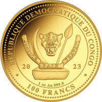 Kongo World´s Wildlife 5. Ausgabe 2023 Rochen 1 oz Gold