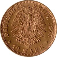 J.196 Bayern 10 Mark 1874-1881 - König Ludwig II. - Gold -ss