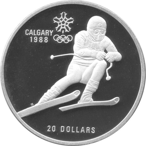 Kanada 20 Dollars 1988 - XV. Olympische Winterspiele 1988 in Calgary "Abfahrtslauf" - Silber PP