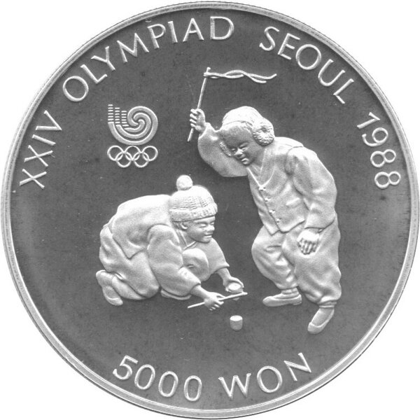 Südkorea 5.000 Won 1988 - XXIV. Olympische Sommerspiele 1988 in Seoul „Kreiselspiel” - Silber PP