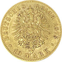 J.292 Württemberg 10 Mark 1874 - 1888 - König Karl - 900/1000 Gold - ss