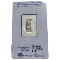 1 Gramm Platinbarren verschiedene Hersteller