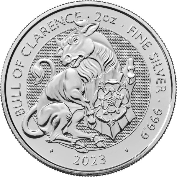 UK Tudor Beasts 3. Ausgabe 2023 Bull of Clarence 2 oz Silber