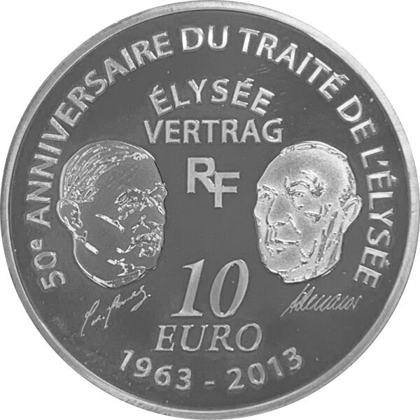Frankreich 10 Euro 2013 - 50 Jahre Élysée Vertrag - Silber PP