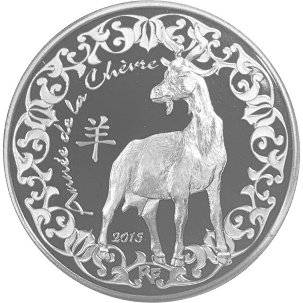 Frankreich 10 Euro 2015 - Jahr der Ziege - Silber PP