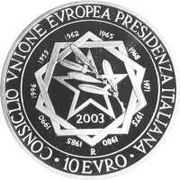 Italien 10 Euro 2003 - EU Präsidentschaft - Silber PP