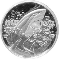 Australien Great White Shark 2015 1 oz Silber - Polierte Platte & High Relief