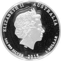 Australien Great White Shark 2015 1 oz Silber - Polierte Platte & High Relief