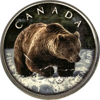Kanada Maple Leaf - Trails of Wildlife Grizzly 2019 1 oz...