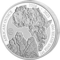 Ruanda African Ounce 2023 Berggorilla 1 oz Silber - 15....