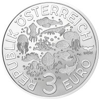 Österreich Leuchtende Meereswelten 3 Euro 2023 Leuchtgarnele