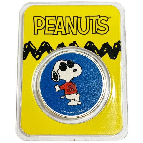 USA 70 Jahre Peanuts Snoopy Joe Cool 2021 1 oz Silber I Coloriert